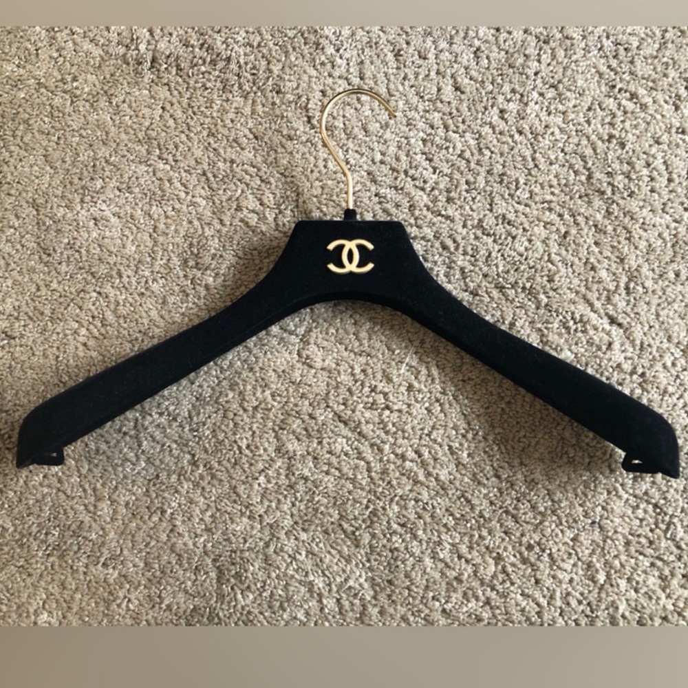 CHANEL Black Velvet Hanger with Gold Hook
